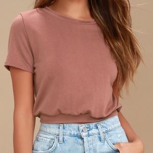 Lulu’s Mauve Pink Cropped Tee